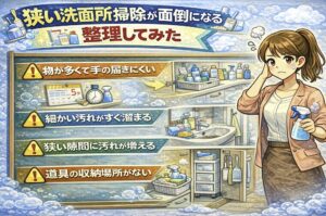 狭い洗面所掃除が面倒になる理由を整理してみたをイメージした画像