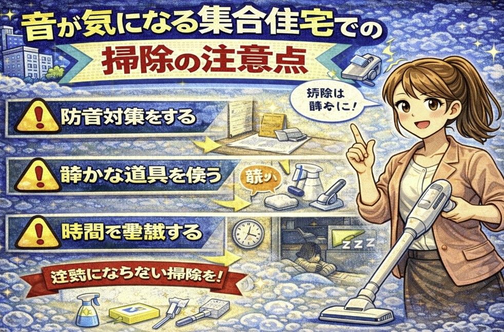 音が気になる集合住宅での掃除の注意点をイメージした画像