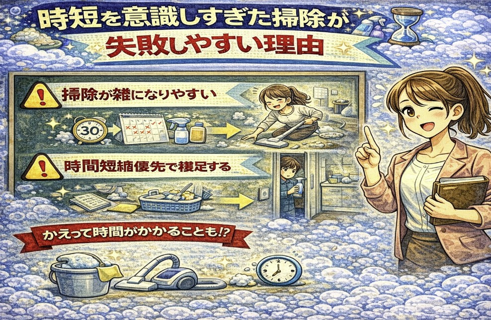 時短を意識しすぎた掃除が失敗しやすい理由をイメージした画像
