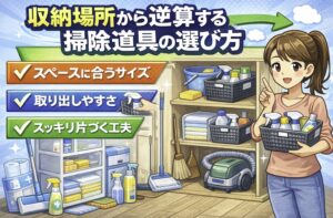 掃除頻度が低い人向けの道具選びの考え方をイメージする画像